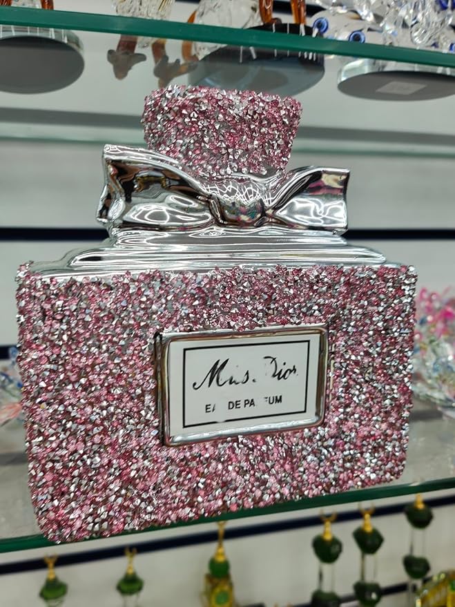 pink perfume bottle ornament crushed diamond decor