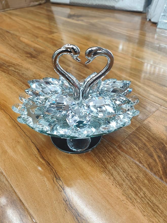 Crystal swan couple ornament decorative piece