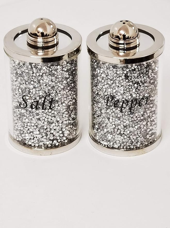 Diamond crushed salt pepper canisters