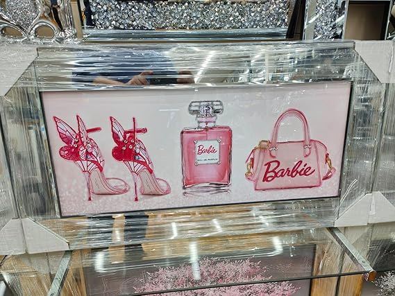 pink glitter mirrored fashion wall art large statement wall decor