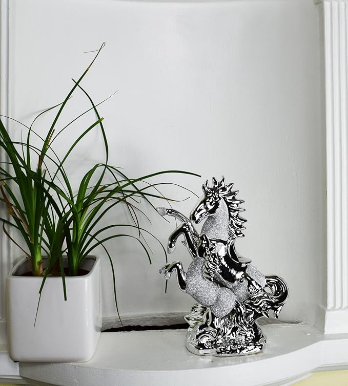 Italian chrome horse and foal ornament 25cm
