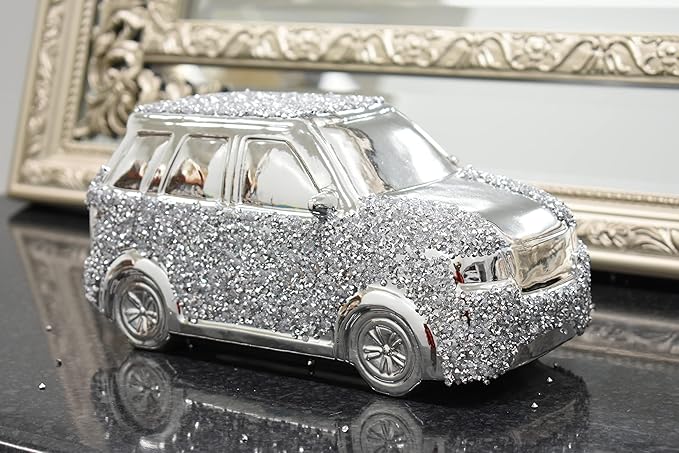 Silver crystal car motor ornament