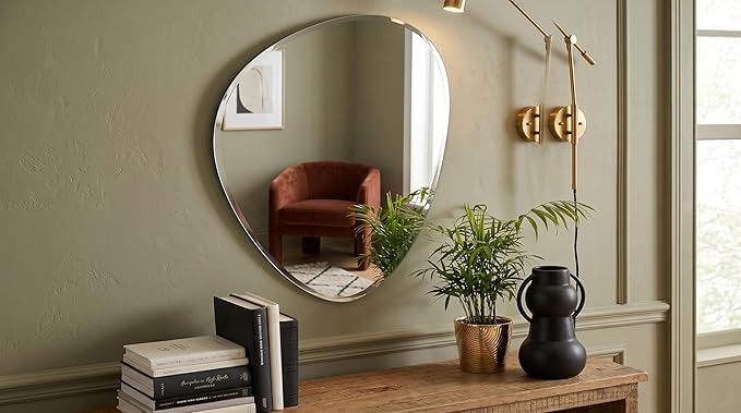 Pebble Irregular Silver Design 843 Frameless Mirror 70X50 Cm
