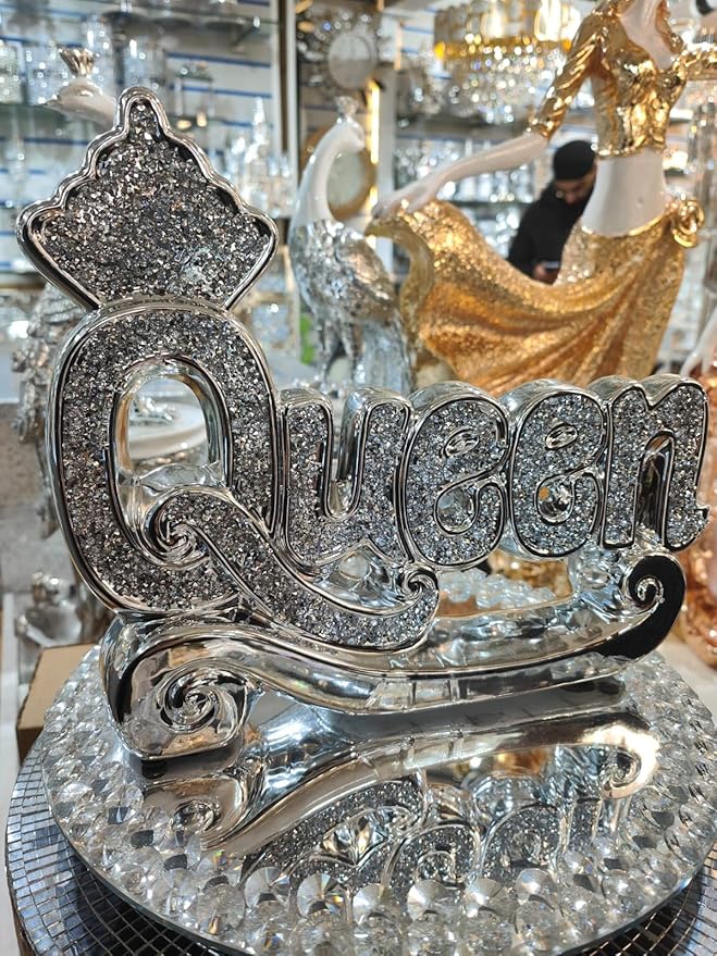 crushed diamond letter block ornament sparkle decorative display gift