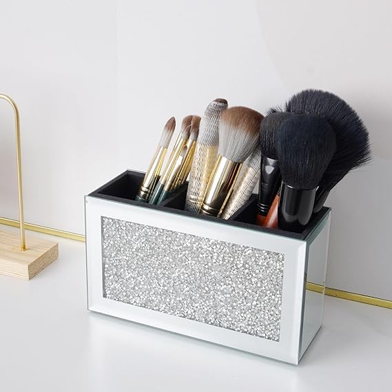 Diamond crystal makeup brush holder vanity organizer