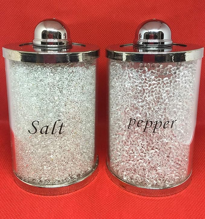 Crystal salt pepper canisters silver kitchen storage