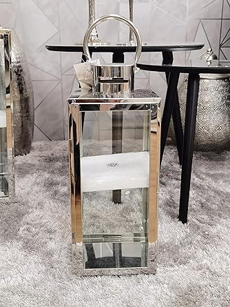 Silver glass lantern candle holder decorative lighting décor