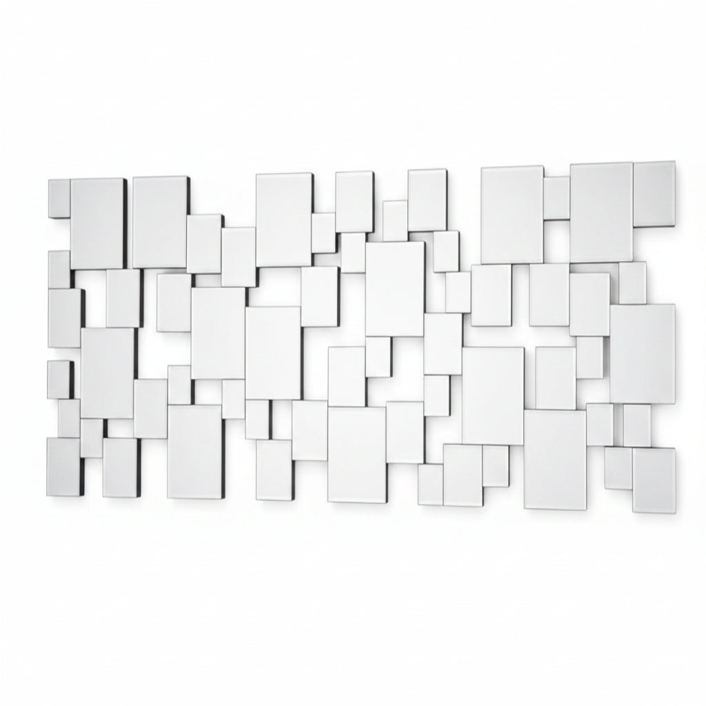 Accent reflective squares rectangular wall mirror 120x39cm