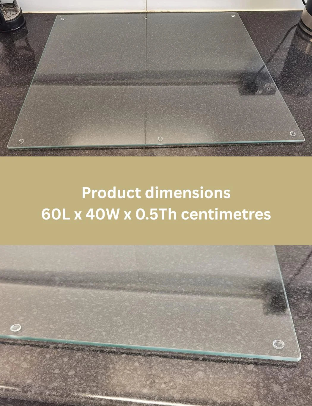 Extra Large Clear Glass Worktop Saver 52×60 cm – Heat & Scratch Resistant Protector | Sparkle Decors UK