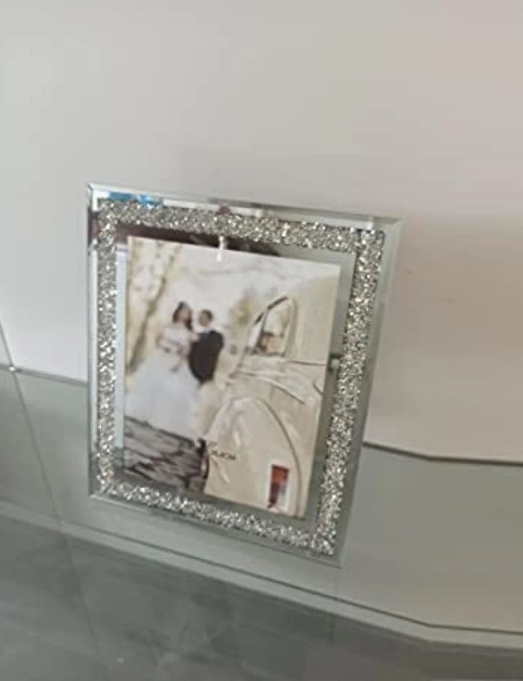 Glam Silver Mirror Photo Frame – Crushed Crystal 8x10 – Sparkle Decors