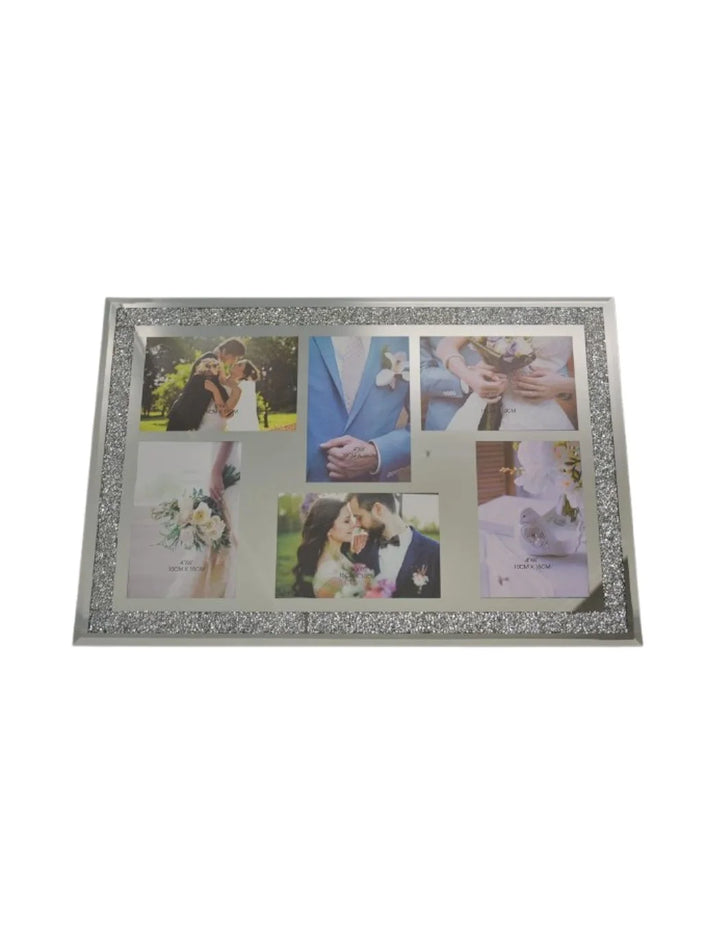 Silver Sparkle Multi Photo Frame – 6 Aperture Collage – Sparkle Decors