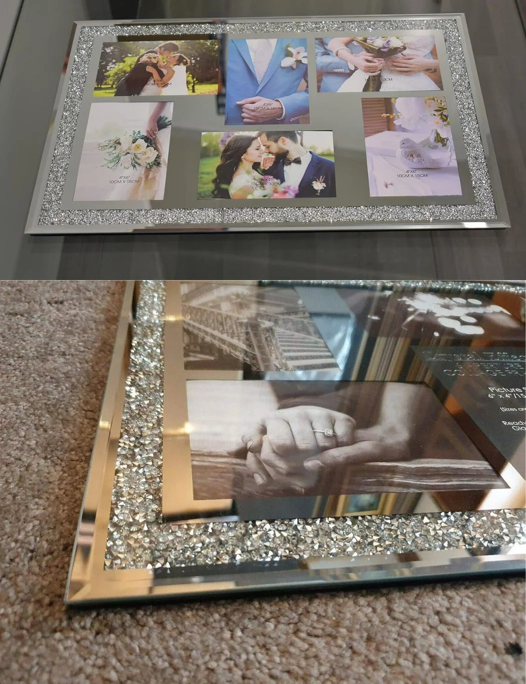 Silver Sparkle Multi Photo Frame – 6 Aperture Collage – Sparkle Decors