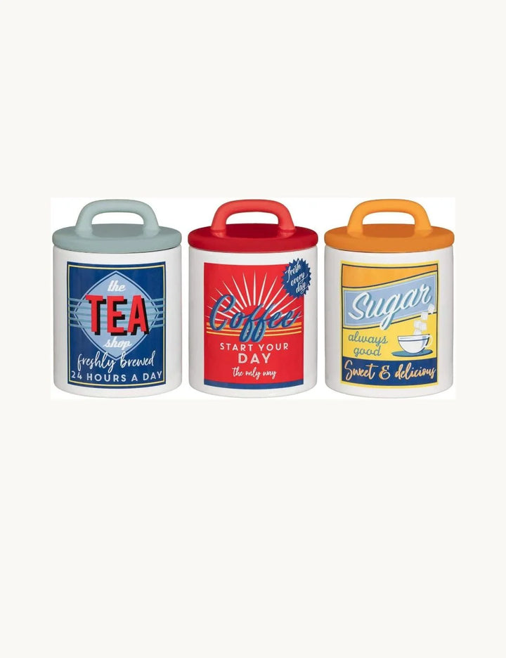 Retro Ceramic Tea Coffee Sugar Set – Vintage 50s Style – Sparkle Decors