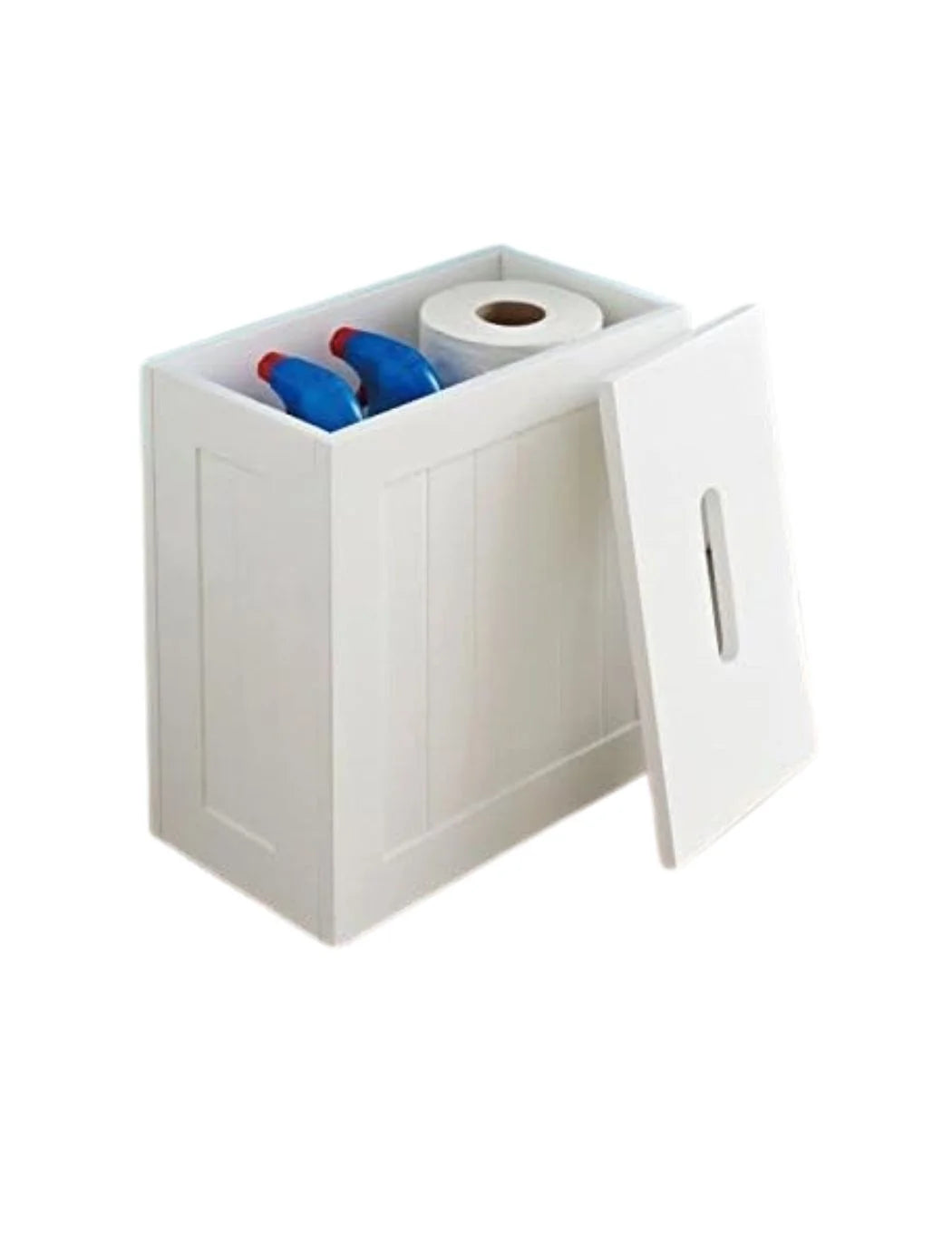 White Wooden Bathroom Storage Unit – Compact Toilet Box – Sparkle Decors