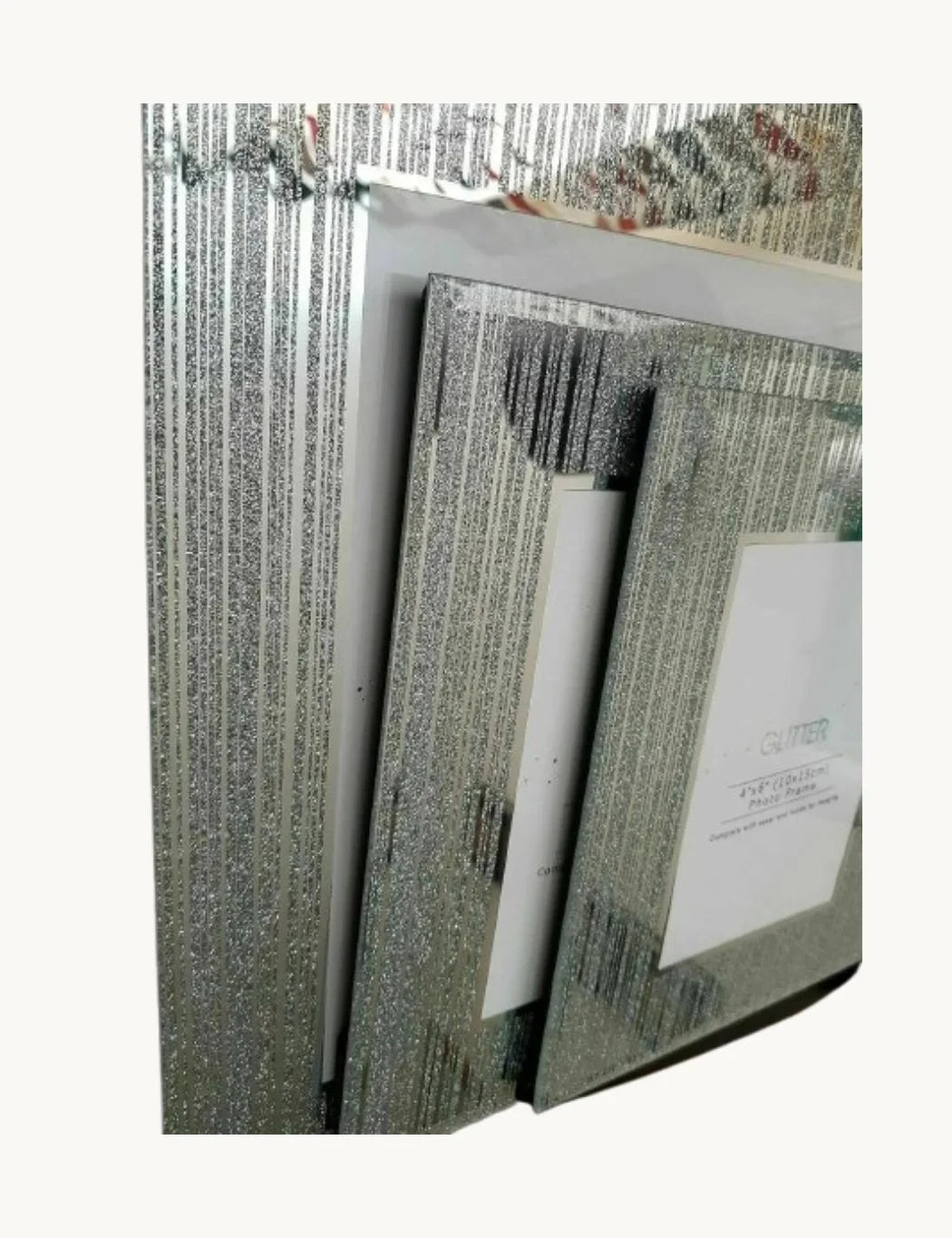 Silver Glitter Glass Photo Frame – 8x10 Sparkle Mirror – Sparkle Decors