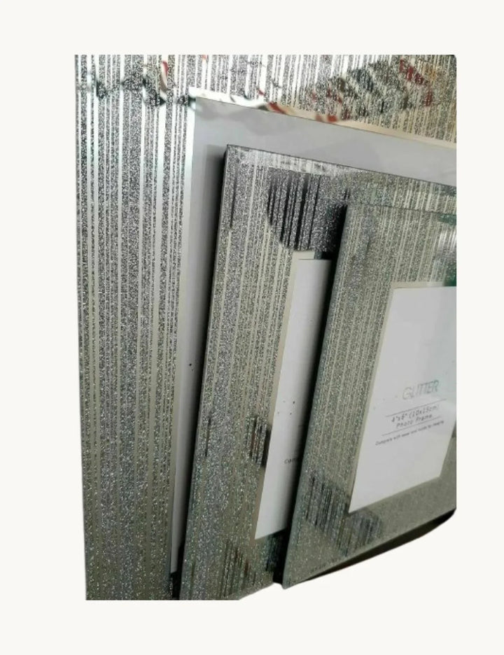 Silver Glitter Glass Photo Frame – 8x10 Sparkle Mirror – Sparkle Decors