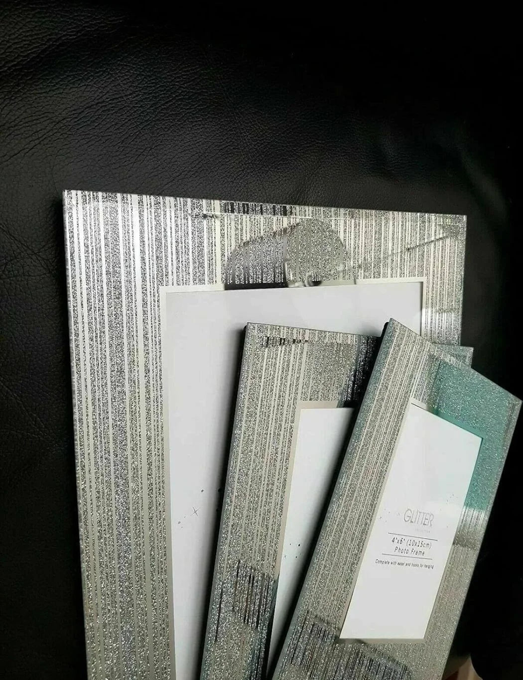 Silver Glitter Glass Photo Frame – 8x10 Sparkle Mirror – Sparkle Decors