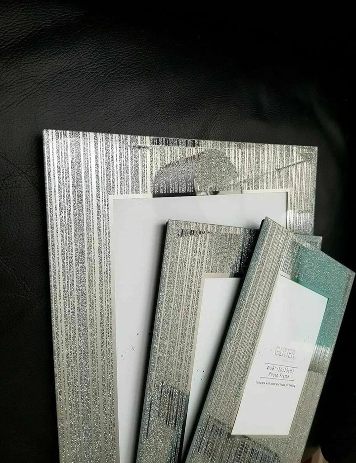 Silver Glitter Glass Photo Frame – 8x10 Sparkle Mirror – Sparkle Decors