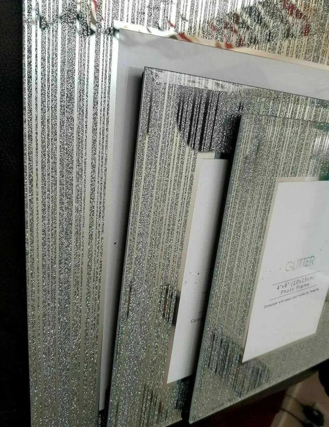 Silver Glitter Glass Photo Frame – 8x10 Sparkle Mirror – Sparkle Decors