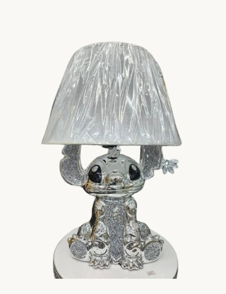 Crushed Diamond Table Lamp – Silver Shade Ceramic Sparkle – Sparkle Decors