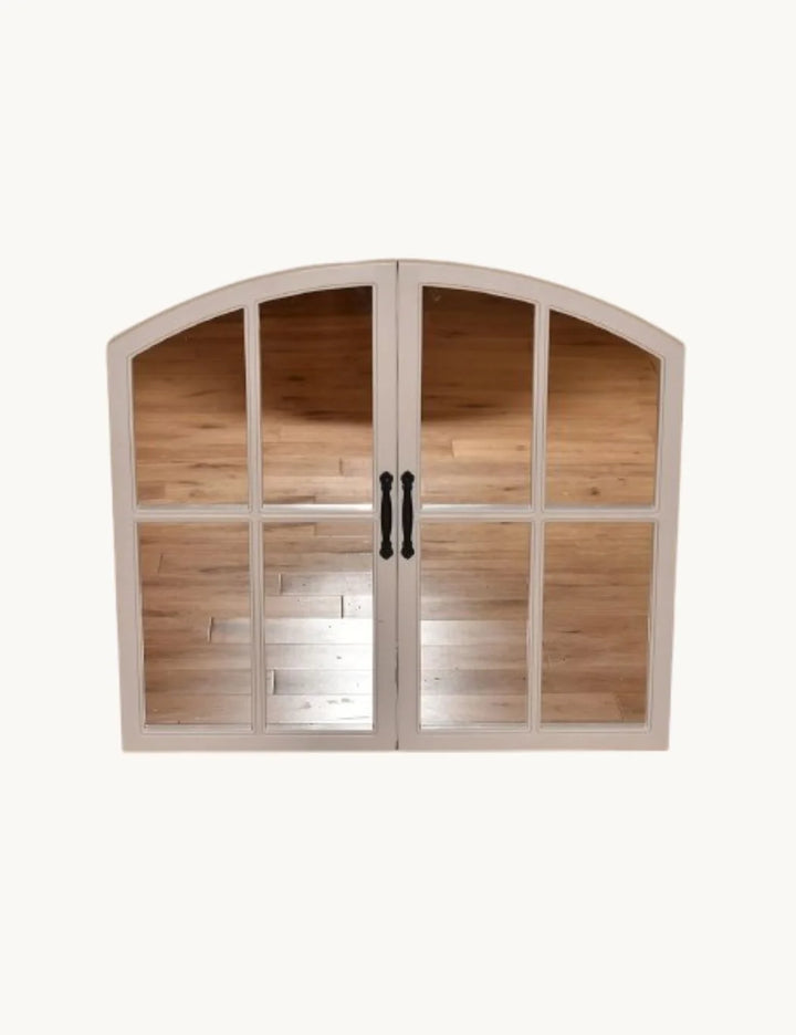 White Arched Window Wall Mirror – Cottage Panel Design 72x65cm – Sparkle Decors