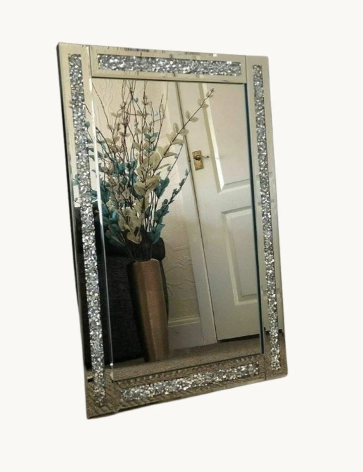 Jewel Crushed Diamond Wall Mirror – 60x40cm Crystal Decor – Sparkle Decors