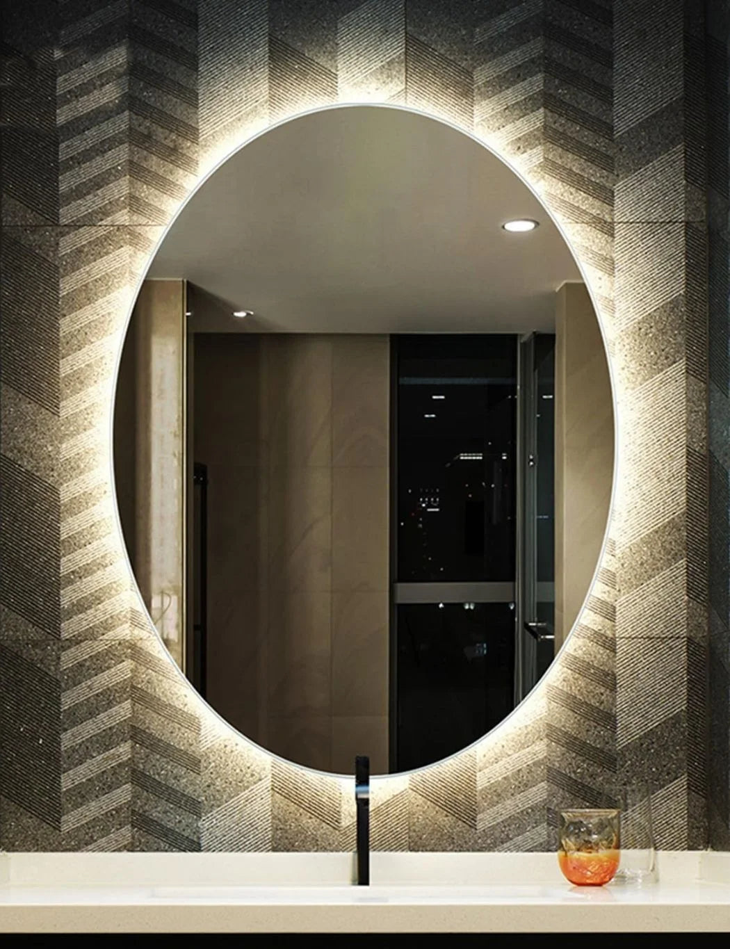 Oval LED Bathroom Wall Mirror – Touch Sensor Demister 70x50cm – Sparkle Decors