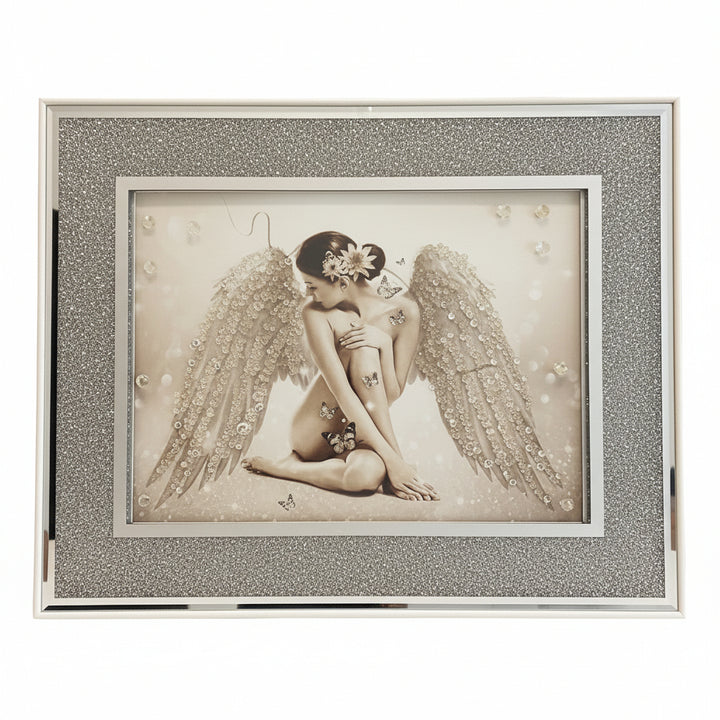 Angel glitter liquid wall art 55x45cm