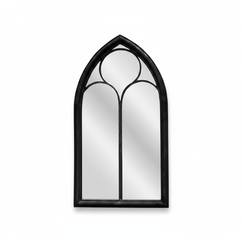 Arched top wall mirror black white