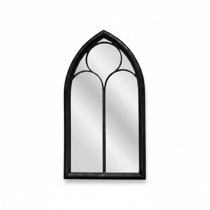 Arched top wall mirror black white