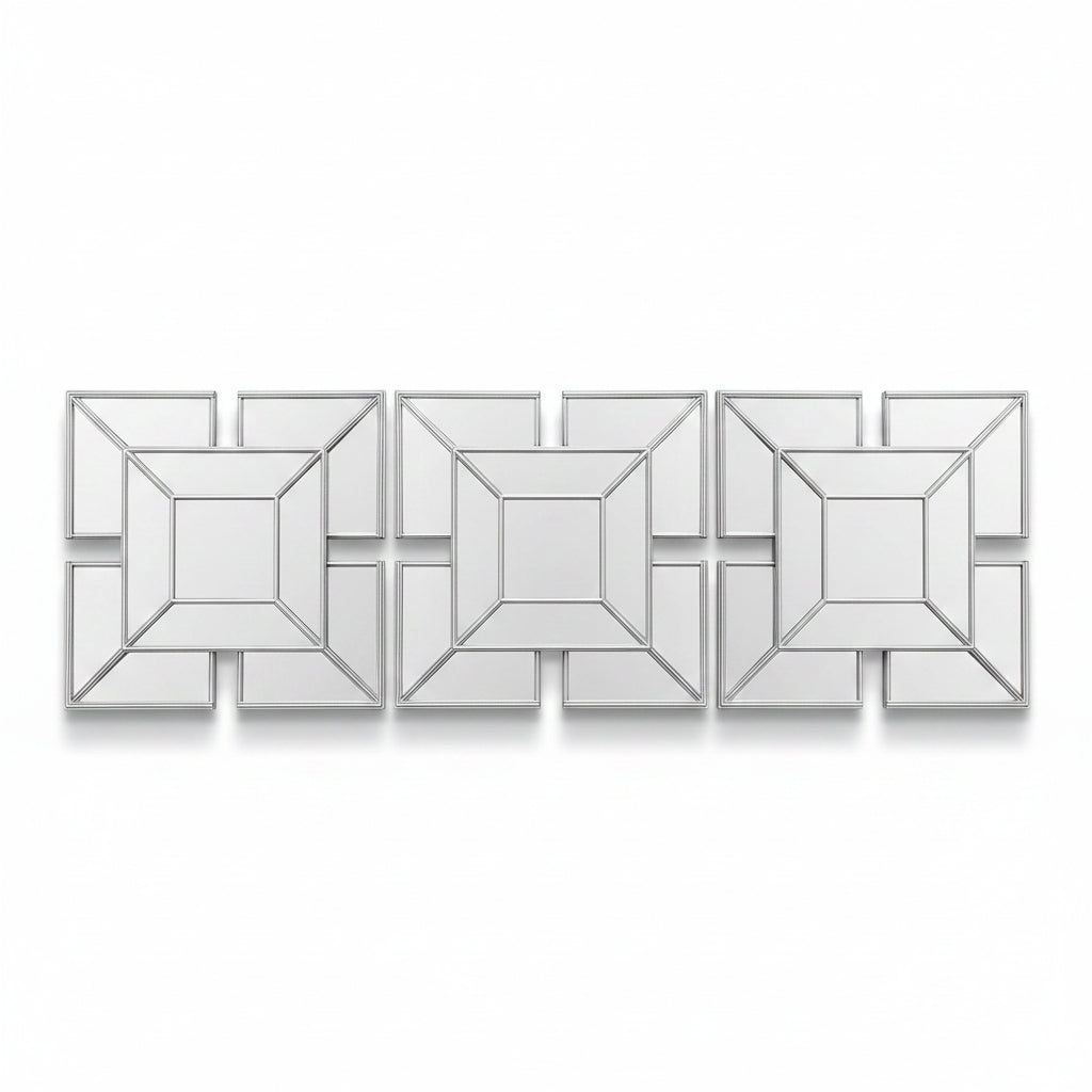 Art deco set of 3 silver wall mirrors