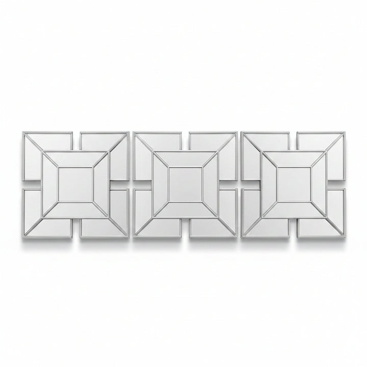 Art deco set of 3 silver wall mirrors