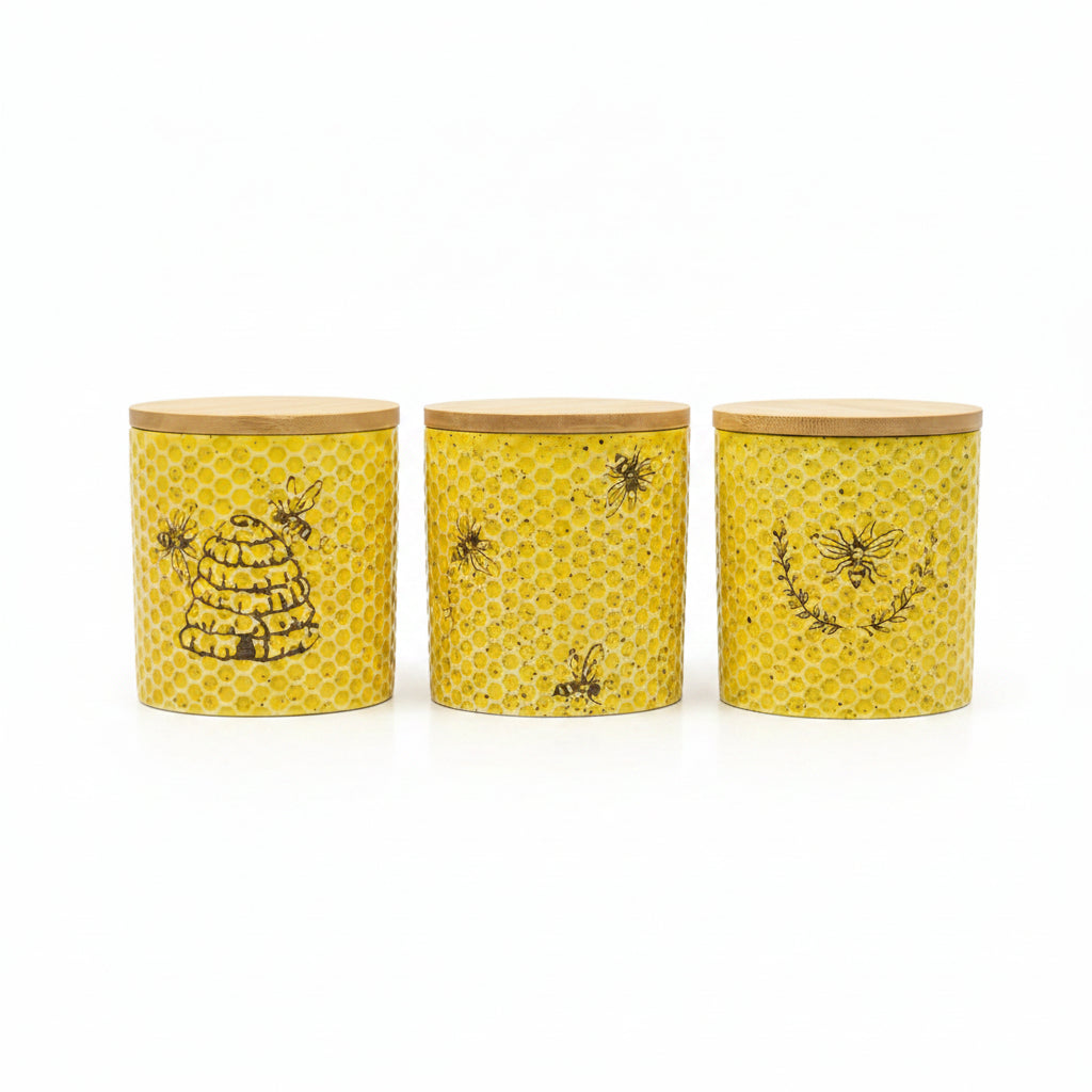 Bee print canister set kitchen