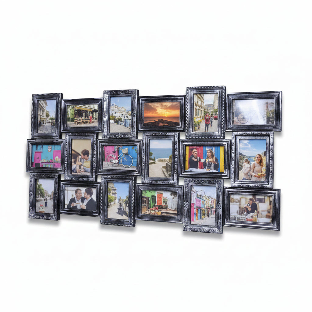 Black rustic 18-photo wall frame