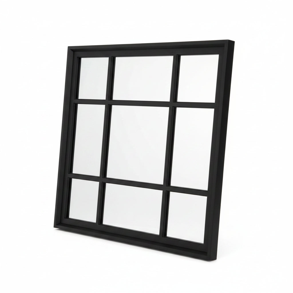 Black window wall mirror square hallway mirror