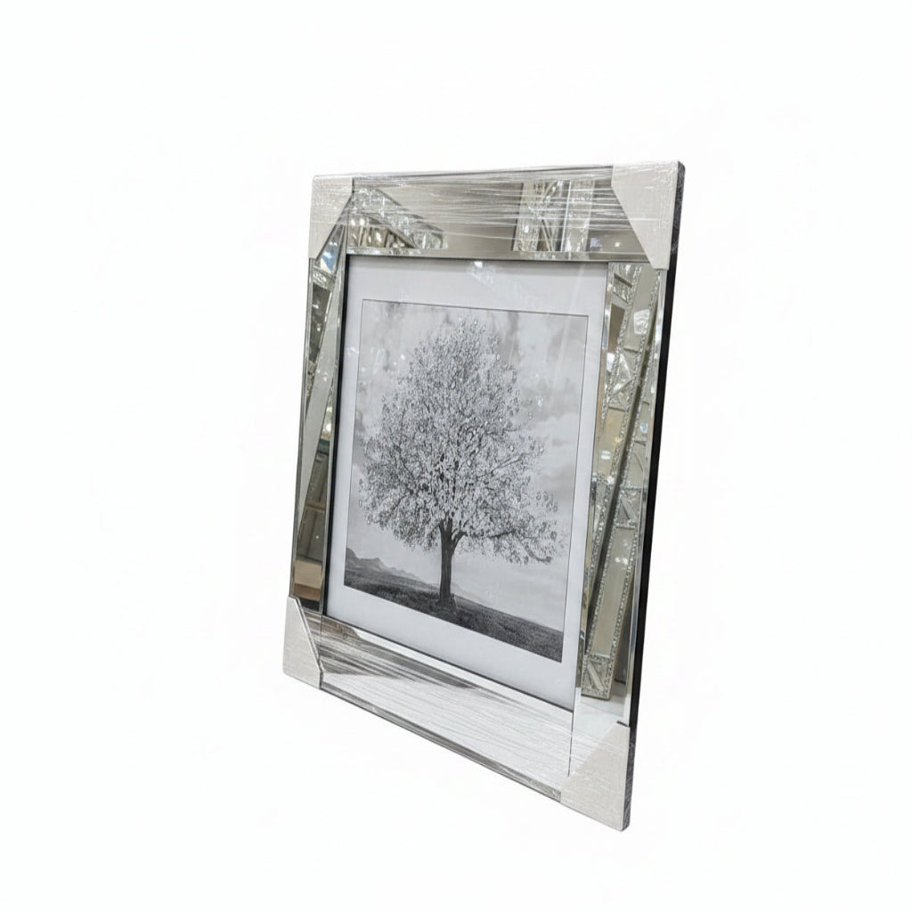 Blossom tree glitter wall art mirrored edges extra large luxury wall décor