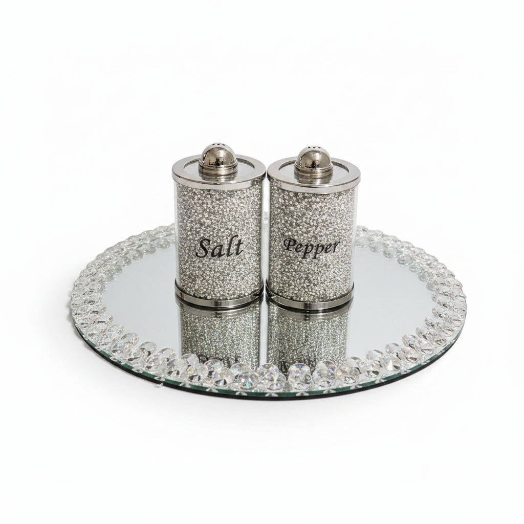 Crushed diamond salt and pepper shaker set kitchen décor