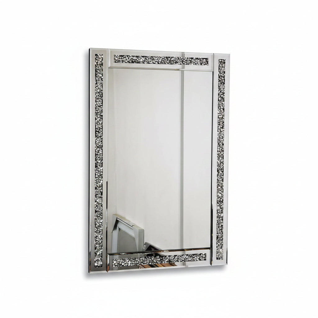 Crushed diamond square wall mirror with sparkling frame