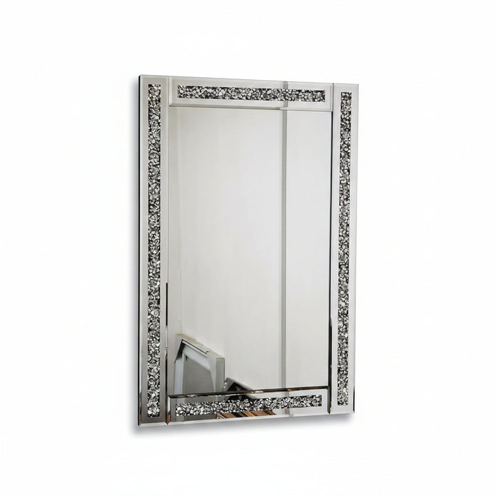 Crushed diamond square wall mirror with sparkling frame