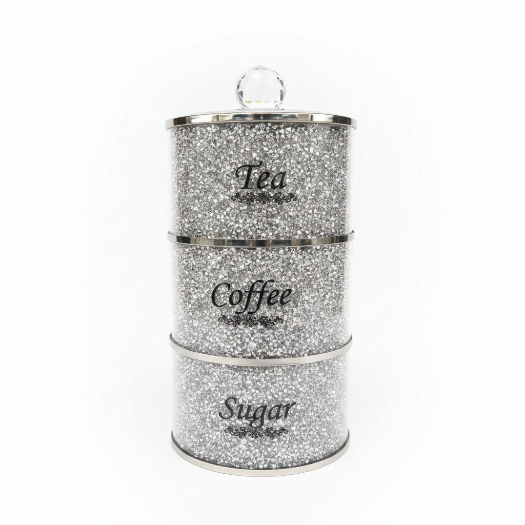 Crushed silver canister set