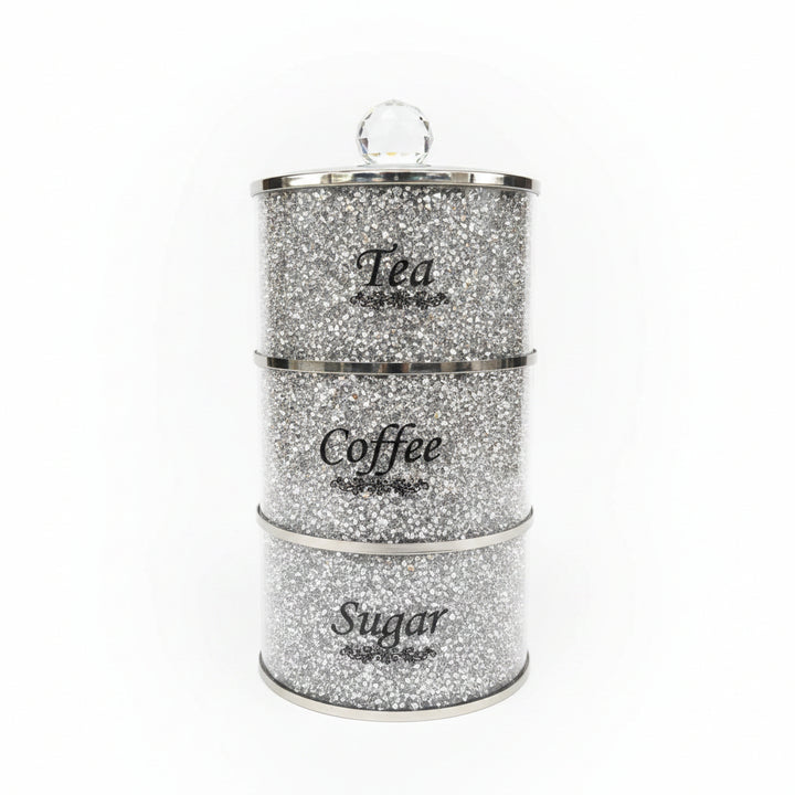Crushed silver canister set