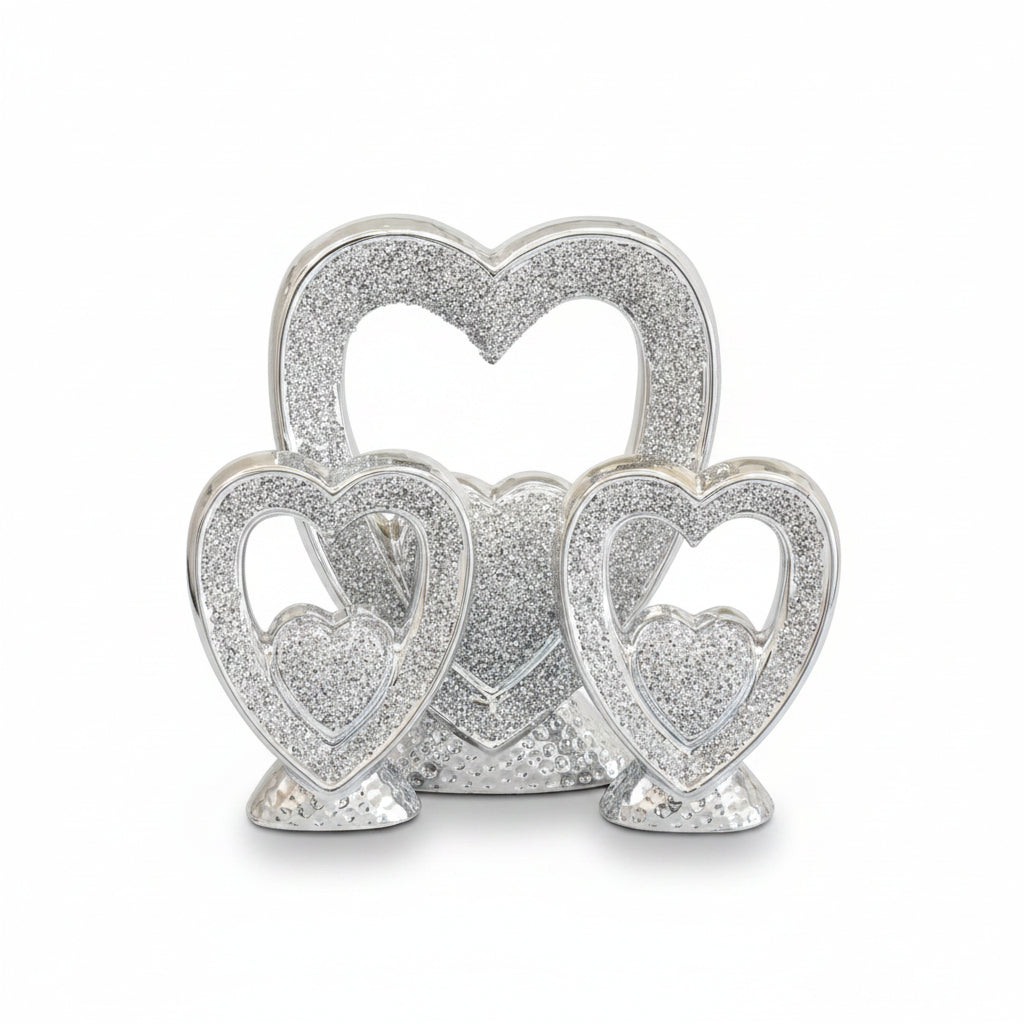 Crystal heart ornament set decorative piece