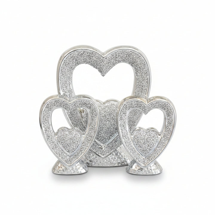 Crystal heart ornament set decorative piece