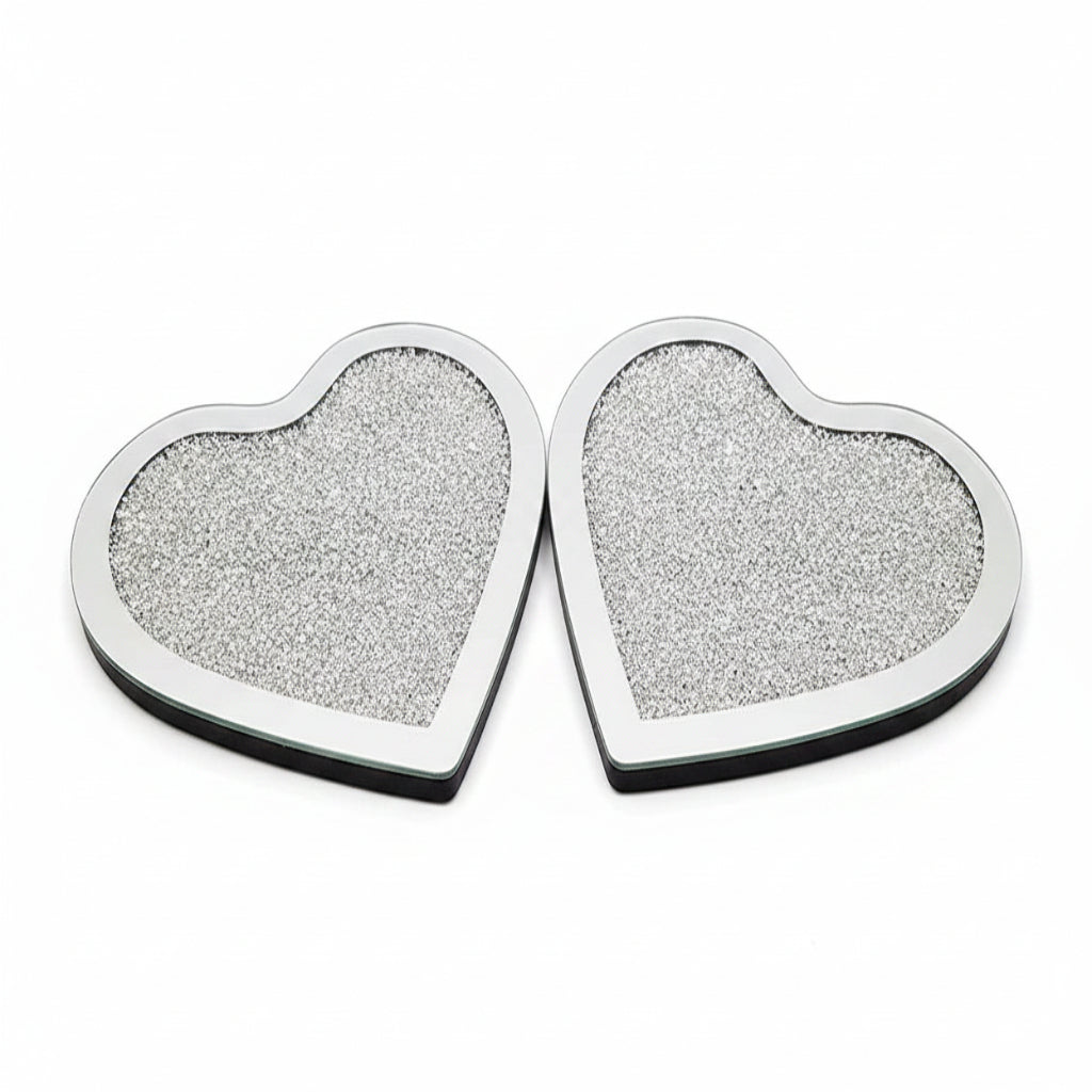 Crystal heart placemats and coasters diamond sparkle