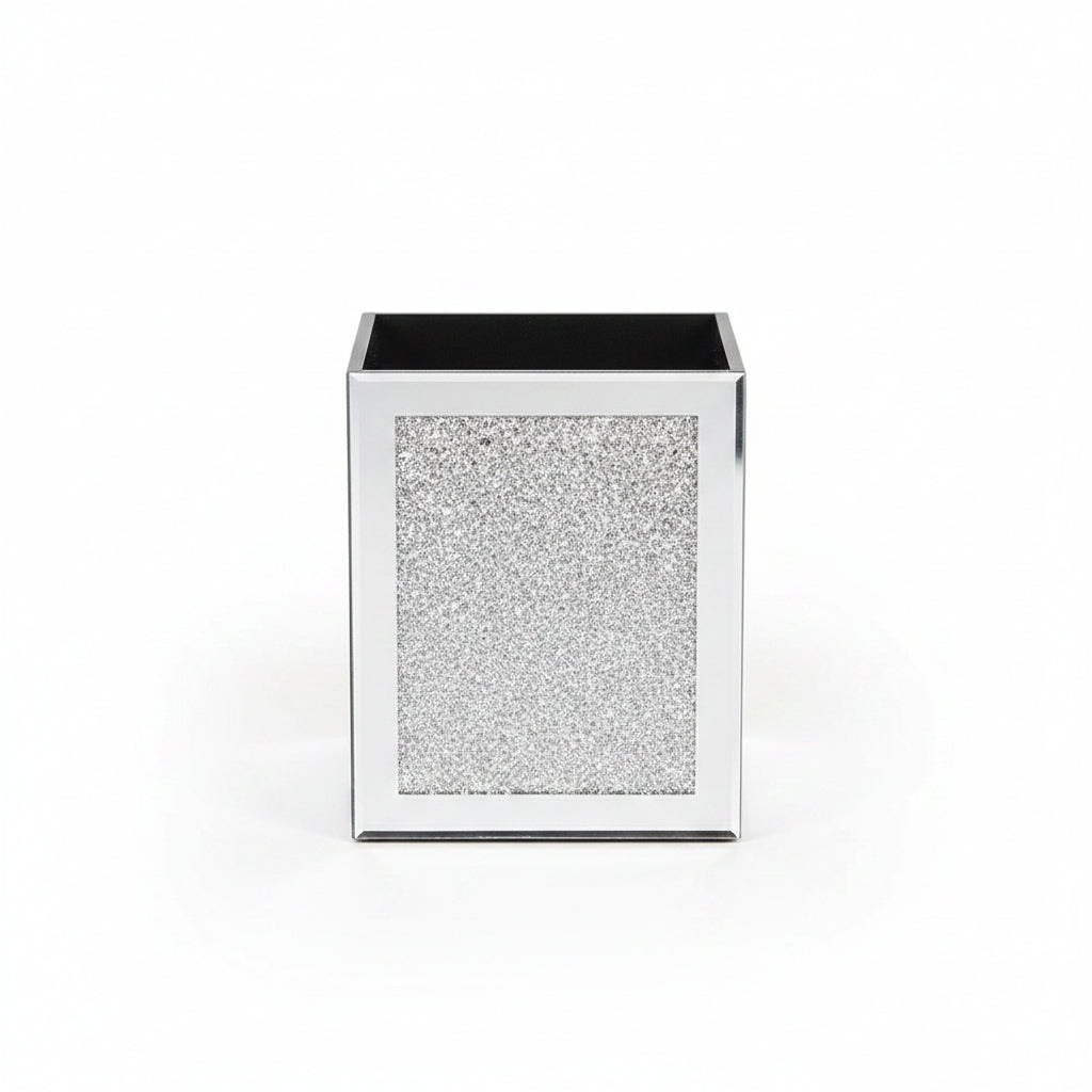 Crystal mirrored trash bin silver bathroom décor