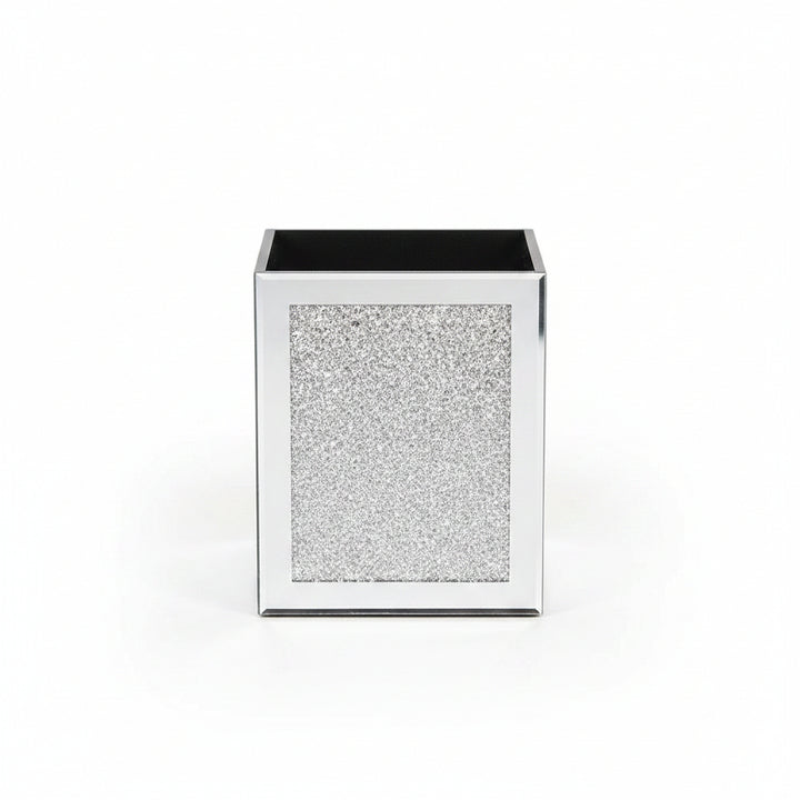 Crystal mirrored trash bin silver bathroom décor
