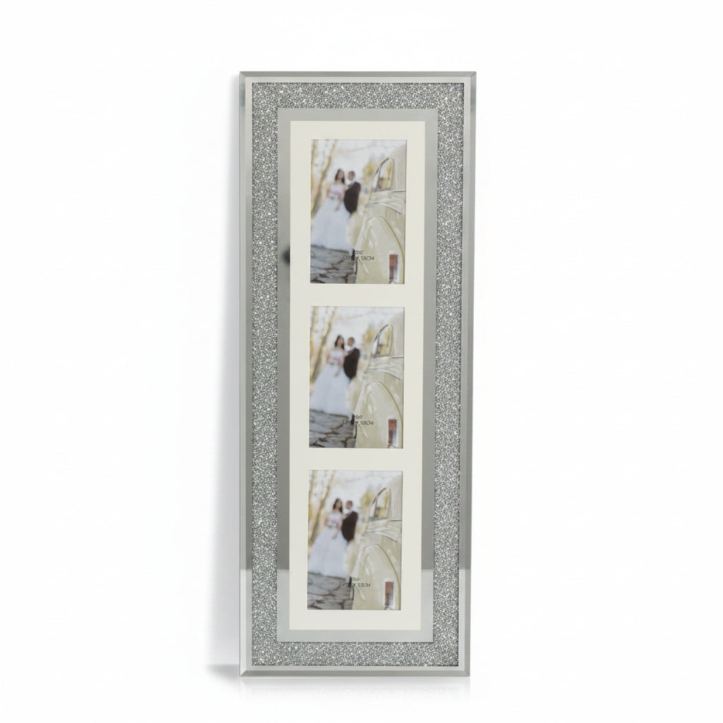 Crystal triple photo frame sparkling picture display