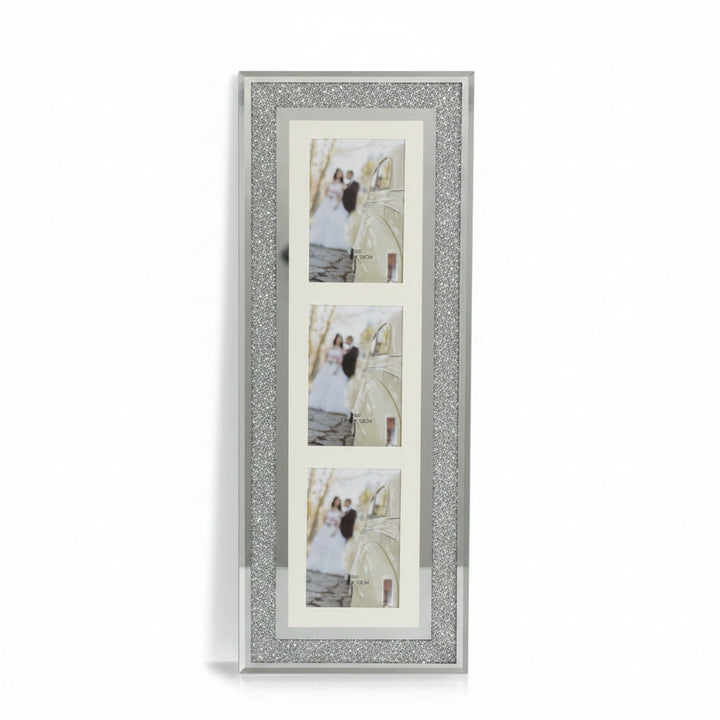 Crystal triple photo frame sparkling picture display