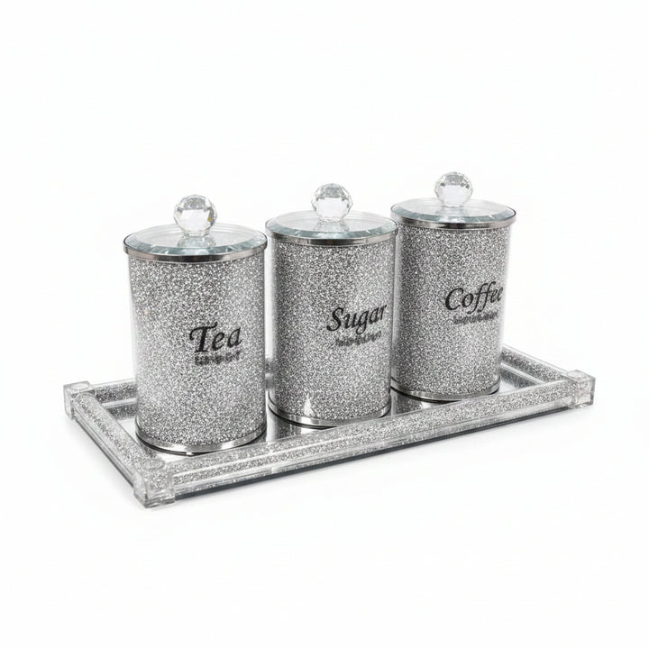 Diamond crushed jar set with candle plate