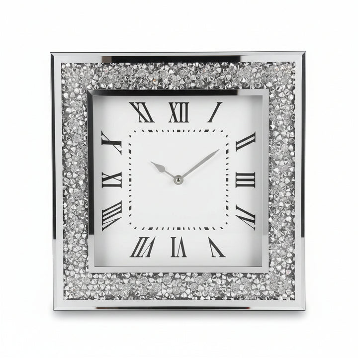 Diamond roman numeral wall clock crystal design